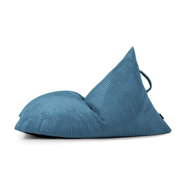 Fotoliu puf pentru copii albastru cu tapițerie din catifea reiată Razzy – SLOWDOWN
