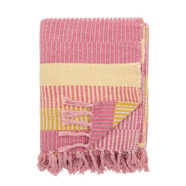 Pătură galbenă/roz din bumbac reciclat 130x160 cm Isnel – Bloomingville-image-4
