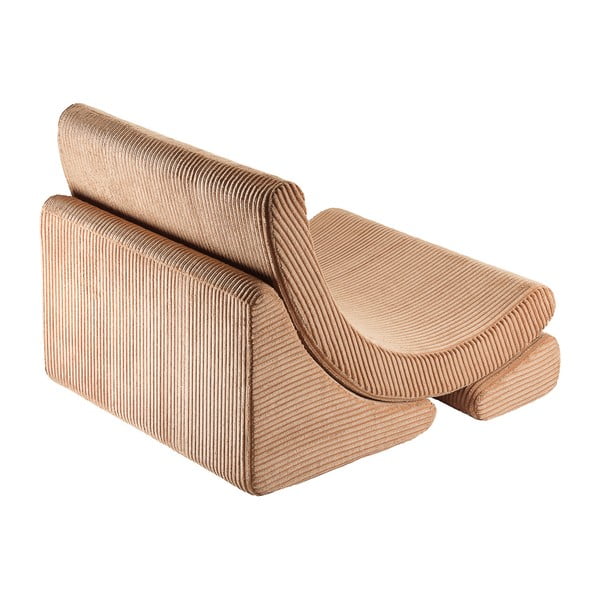 Fotoliu de copii maro cu tapițerie din catifea reiată Moon – Wigiwama-image-2