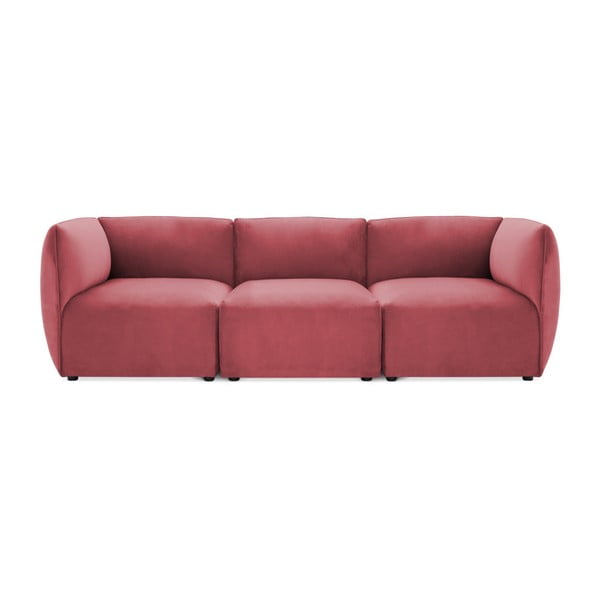 Canapea modulară cu 3 locuri Vivonita Velvet Cube, roșu - roz