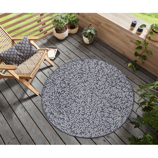 Covor gri antracit rotund ø 120 cm Twig – Hanse Home-image-1