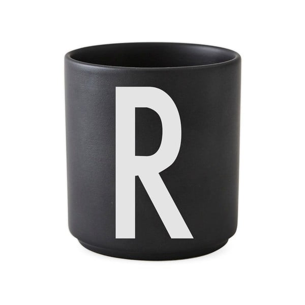 Cană din porțelan Design Letters Alphabet R, 250 ml, negru