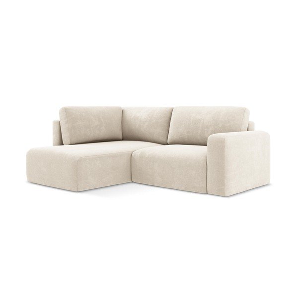 Colțar crem extensibil/cu spațiu de depozitare cu tapițerie din chenille (cu colț pe partea stângă/în formă de ”L”) Kona – Makamii-image-2