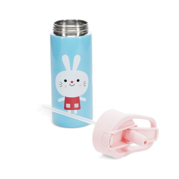 Sticlă pentru copii albastru-deschis din oțel inoxidabil 500 ml Lottie & Friends – Rex London-image-2