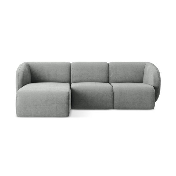 Colțar gri cu tapițerie din chenille (cu colț pe partea stângă/cu șezlong) Lani – Makamii