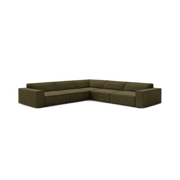 Colțar modular kaki cu tapițerie din catifea (în formă de ”L”) Jodie – Micadoni 