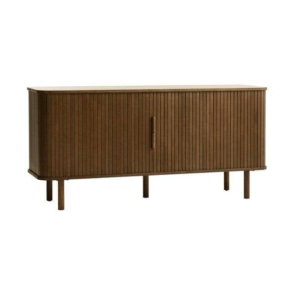 Comodă maro joasă cu aspect de lemn de stejar cu ușă glisantă 76x160 cm Cavo – Unique Furniture-image-3