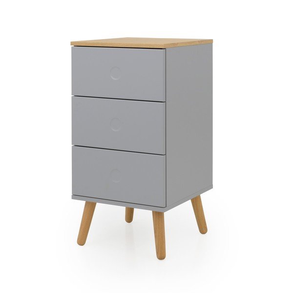 Dulap cu detalii în decor de stejar și 3 sertare Tenzo Dot, lățime 40 cm, gri-image-2