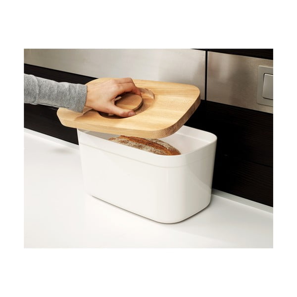 Cutie pentru pâine cu capac din lemn Joseph Joseph Bin, alb-image-3