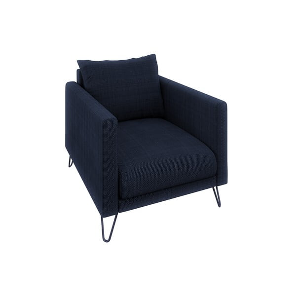 Fotoliu albastru închis cu tapițerie din chenille Freya – Ropez