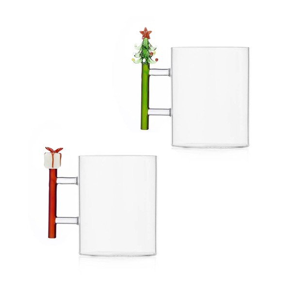 Căni 2 buc. din sticlă 450 ml  cu model de Crăciun Long Live Xmas – Brandani