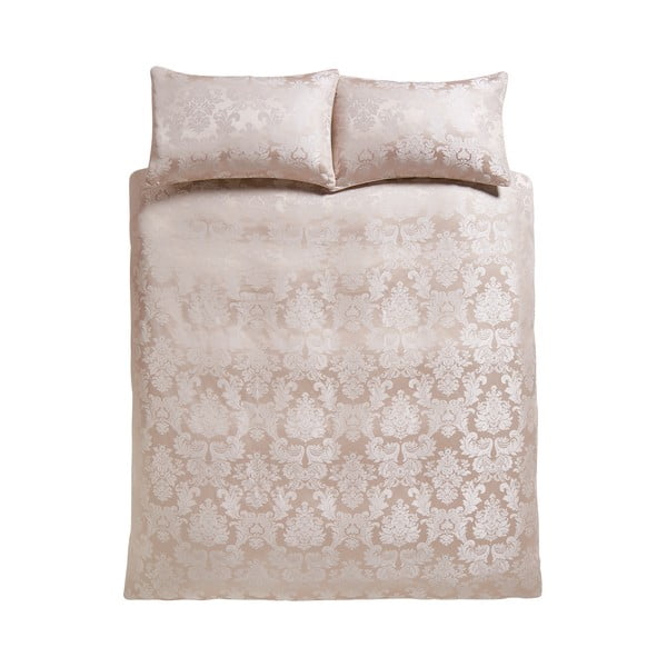 Lenjerie de pat bej din damasc pentru pat dublu 200x200 cm Damask Jacquard – Catherine Lansfield
