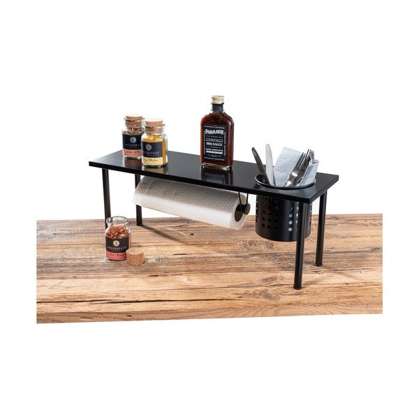 Raft cu suport pentru role de bucătărie Wenko Blanco, negru-image-4