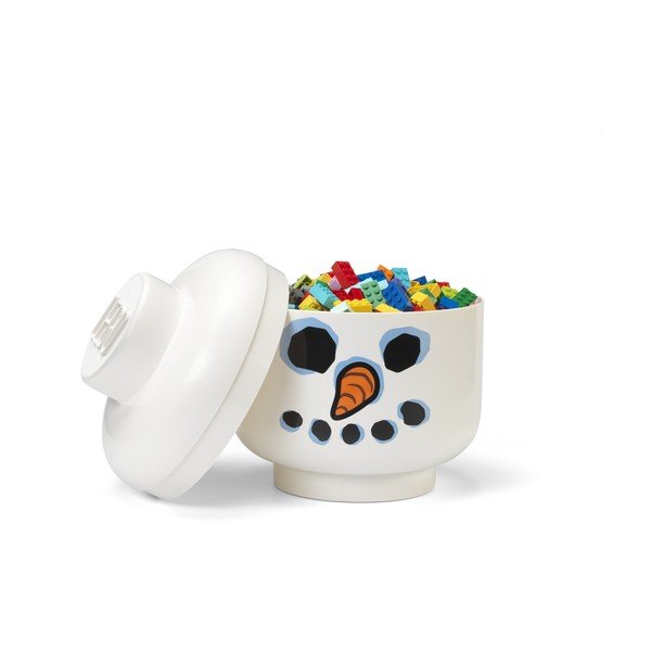 Cutie de depozitare pentru copii  albă din plastic ø 24x27 cm Head Snowman L – LEGO®-image-1