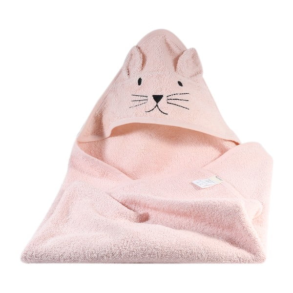 Prosoape de bumbac pentru copii cu glugă Kindsgut Cat, roz-image-4