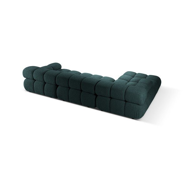 Colțar modular petrol cu tapițerie din țesătură bouclé (cu colț pe partea stângă/cu șezlong) – Micadoni -image-1