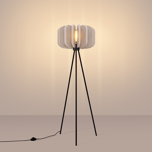 Lampadar bej cu abajur textil (înălțime 134 cm) Elom – Sollux-image-2