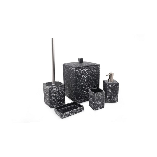 Set de accesorii de baie gri antracit din polirășină Mozaik – Mioli Decor