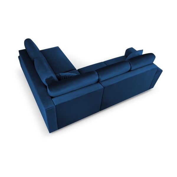 Colțar albastru extensibil, cu spațiu de depozitare cu tapițerie din catifea (cu colț pe partea dreaptă, în formă de ”L”) Kyoto – Cosmopolitan Design-image-4