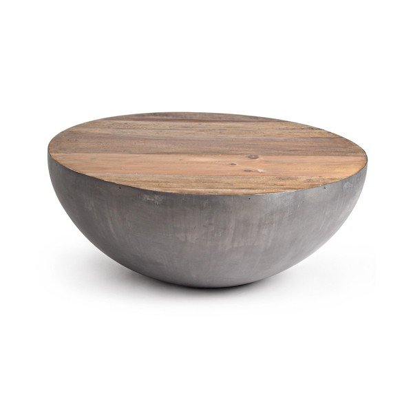 Măsuță de cafea gri/în culoare naturală rotundă din metal ø 90 cm Lancaster – Bizzotto