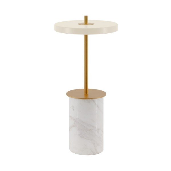 Veioză crem LED cu intensitate reglabilă din marmură cu abajur din metal (înălțime 25,5 cm) Asteria Move Mini – UMAGE