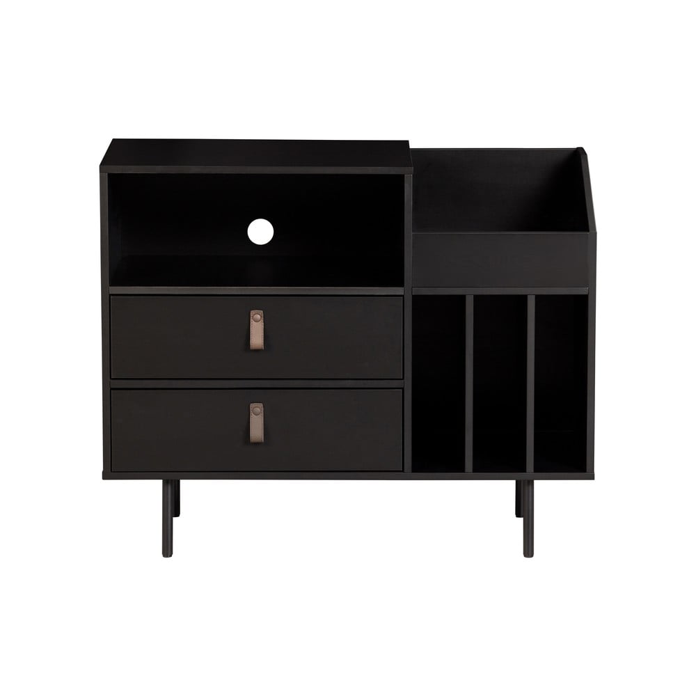 Dulap pentru pick-up și discuri din lemn de pin negru 90x73 cm
