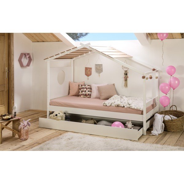 Pat pentru copii cu sertar Marckeric Nayah, 90 x 190 cm, alb-image-1