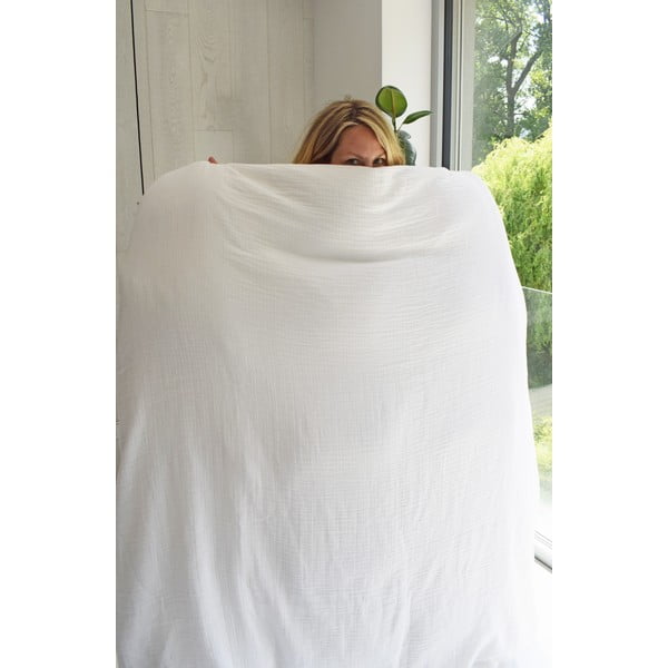 Lenjerie de pat albă din muselină pentru pat de o persoană 140x200 cm Plain Muslin – Butter Kings-image-4