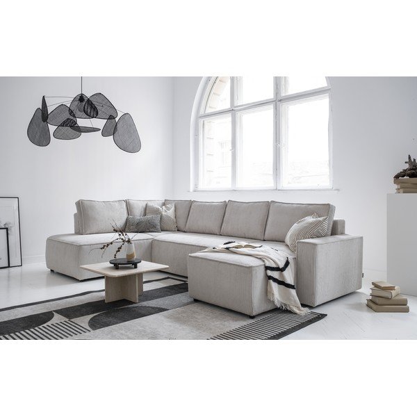 Colțar alb extensibil cu tapițerie din catifea reiată  (cu colț pe partea stângă /în formă de "U") Brave Dave – Miuform-image-2