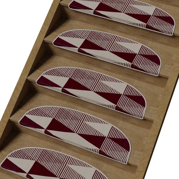 Covorașe pentru scări burgundy-albe 16 buc. 20x65 cm Triangles – Vitaus-image-1