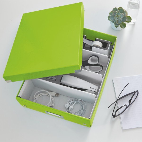 Cutie de depozitare verde din carton cu capac 28x37x10 cm Click&Store – Leitz-image-1