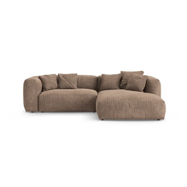 Colțar modular bej extensibil cu tapițerie din catifea (cu colț pe partea dreaptă/cu șezlong) – Micadoni 