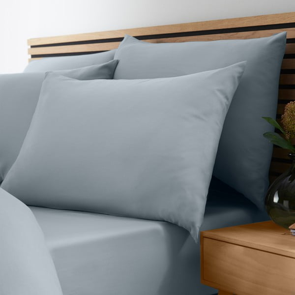 Cearceaf albastru-gri din microfibră cu elastic 150x200 cm So Soft Easy Iron – Catherine Lansfield-image-1