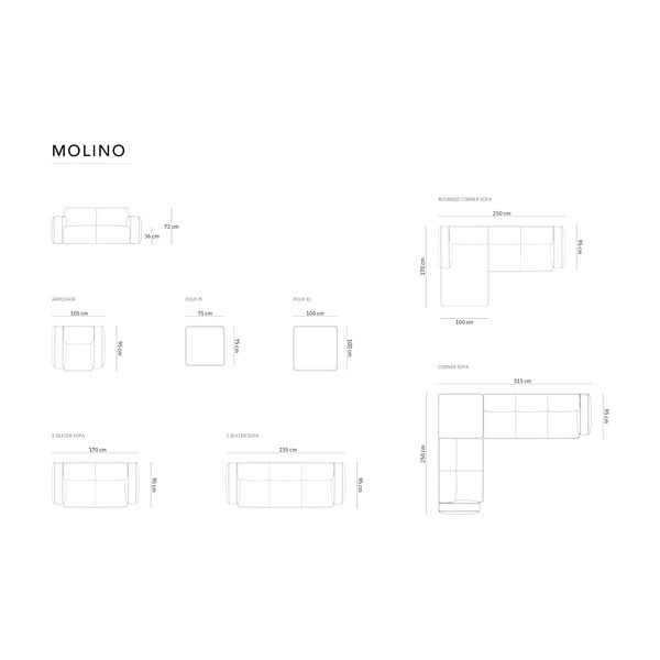 Canapea neagră cu tapițerie din stofă bouclé 235 cm Molino – Micadoni Home-image-4