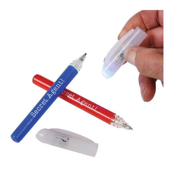 Set 2 pixuri de spionaj cu cerneală invizibilă și lumină UV Rex London Secret Agent-image-1