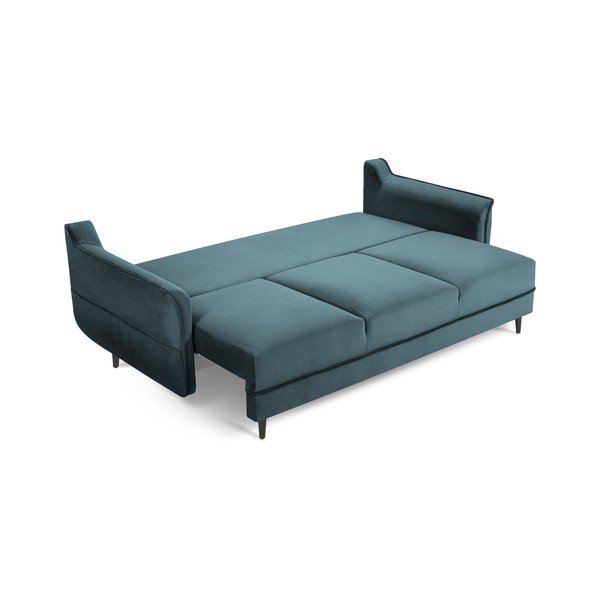 Canapea extensibilă din catifea Kooko Home Basso, albastru petrol-image-2