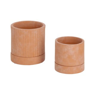 Set 2 ghivece din teracotă cu farfurie Kave Home Janina