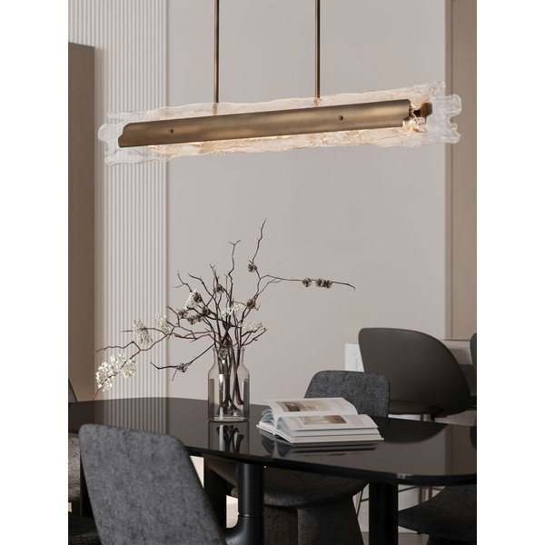 Lustră alămie LED cu intensitate reglabilă din oțel cu abajur din sticlă Velar – Nova Luce-image-1