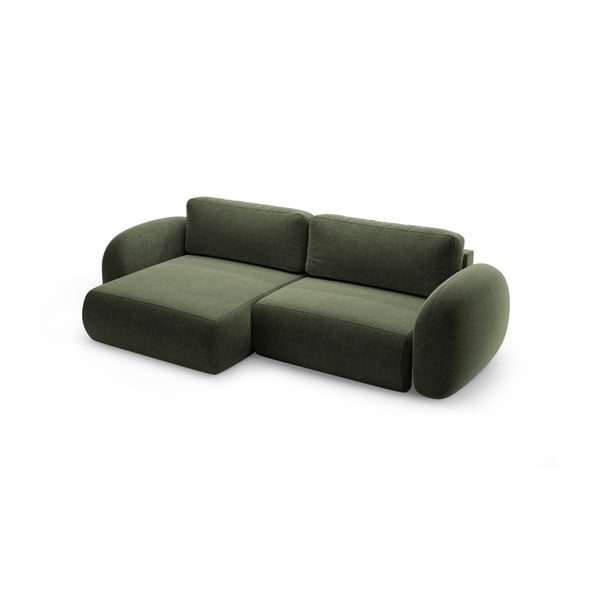 Colțar verde extensibil/cu spațiu de depozitare cu tapițerie din chenille Tonale – Cosmopolitan Design-image-2