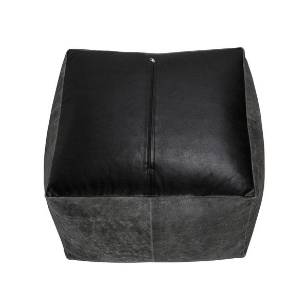 Taburet puf din piele Canett Aya, gri-image-2