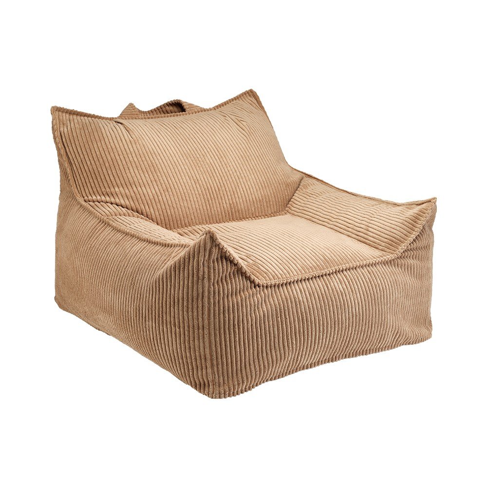 Fotoliu puf pentru copii maro coniac cu tapițerie din catifea reiată Club – Wigiwama
