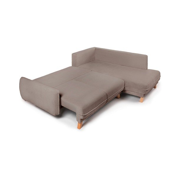 Colțar taupe extensibil/cu spațiu de depozitare cu tapițerie din catifea reiată  (cu colț pe partea stângă/în formă de ”L”) Tori – Bonami Selection-image-3