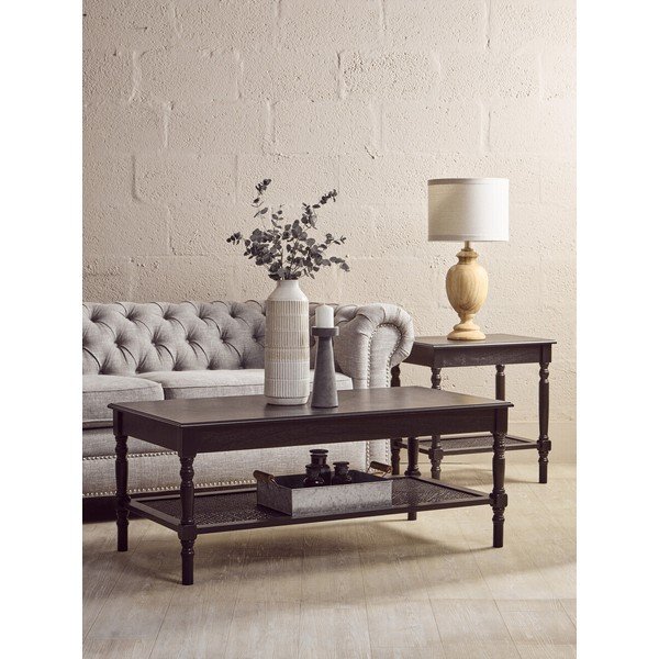 Măsuță de cafea neagră 60x120 cm Heritage – Premier Housewares-image-1