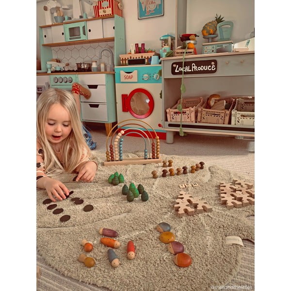 Covor pentru copii kaki lavabil/țesut manual din bumbac 75x100 cm Mini Monstera Olive – Lorena Canals-image-4