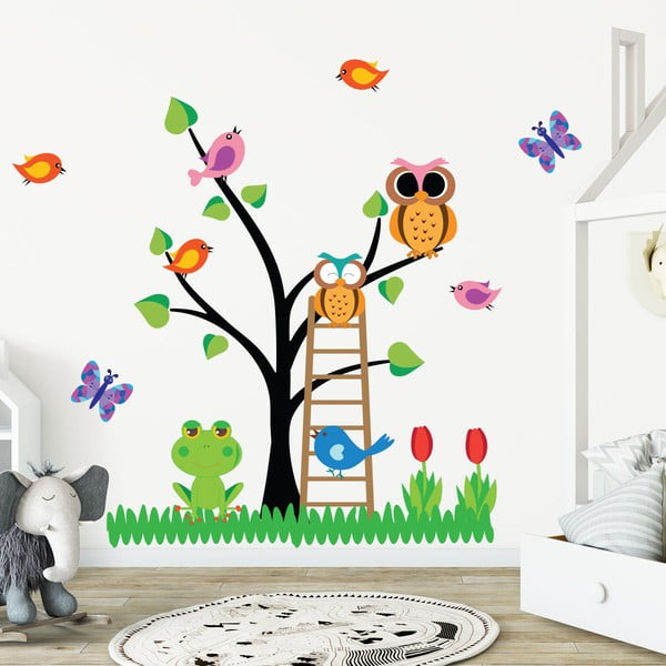 Set autocolante de perete pentru camera copiilor Ambiance Owls Tree