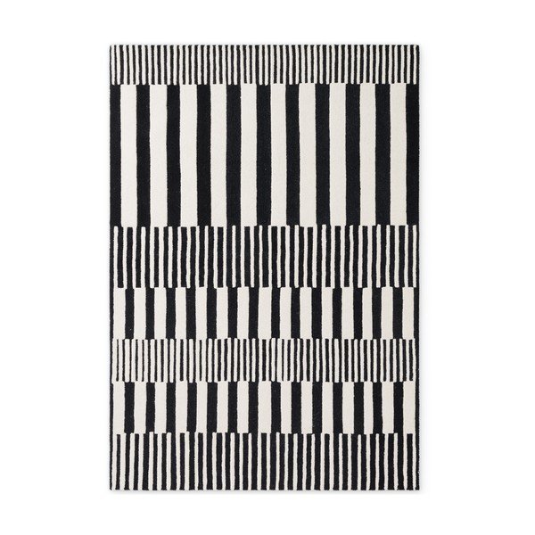 Covor alb-negru țesut manual din lână 120x180 cm Stryve Pulse – Elle Decoration