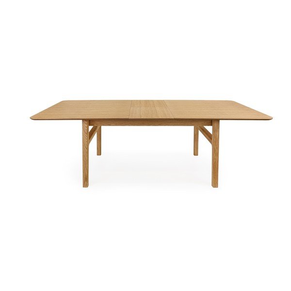 Masă de dining extensibilă cu aspect de lemn de stejar cu blat suplimentar 90x180 cm Curved – Woodman-image-3