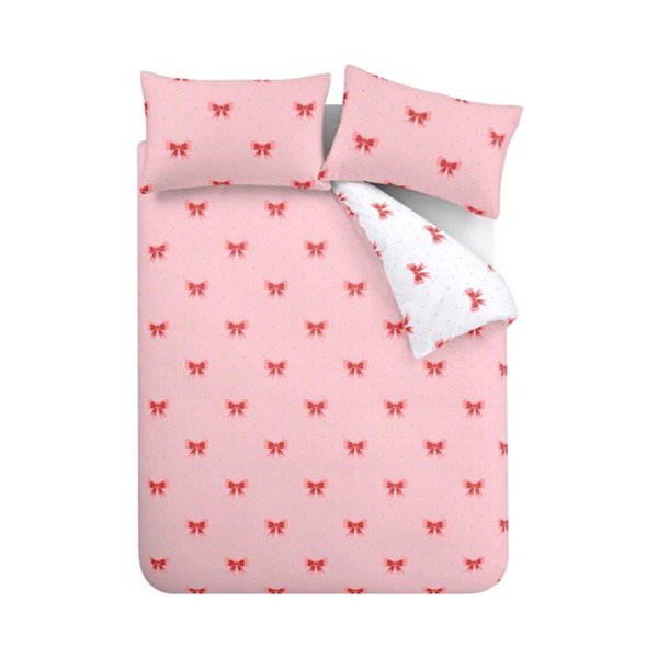Lenjerie de pat roz pentru pat dublu, extinsă 230x220 cm Dotty Bows – Sassy B