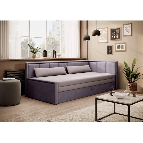 Canapea roz extensibilă/cu spațiu de depozitare cu tapițerie din chenille 214 cm Fulgeo – ELTAP-image-1