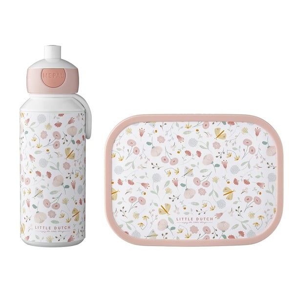 Cutie de gustări pentru copii cu sticlă Flowers & butterflies – Mepal